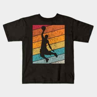 Basketball Slam Dunk 2 Outdoor Sports Retro Sunset Design Kids T-Shirt